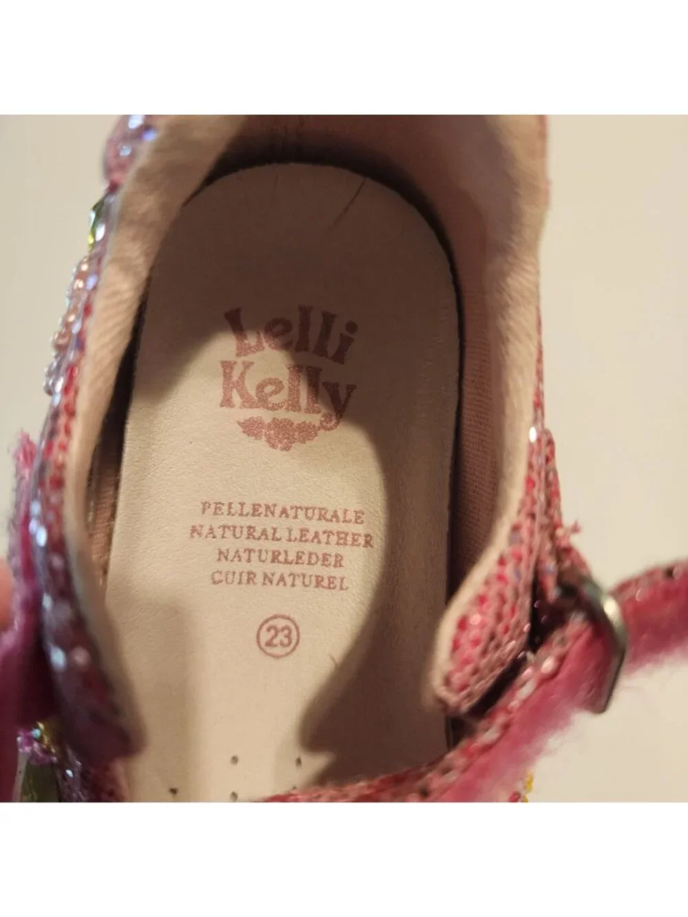 Lelli Kelly Pink Bedazzled Little Girl’s Mary Jane Shoes Size 23   7 sequin